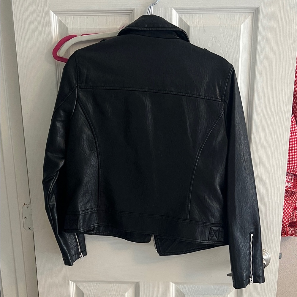 Topshop Black Leather Biker Jacket - Picture 3 of 3